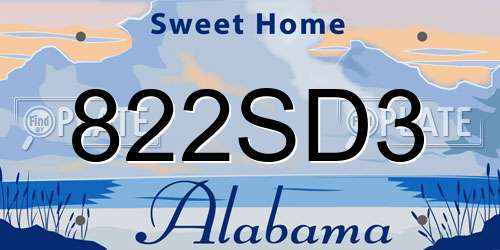 822SD3 Alabama License Plate