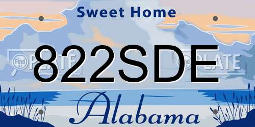 822SDE Alabama License Plate