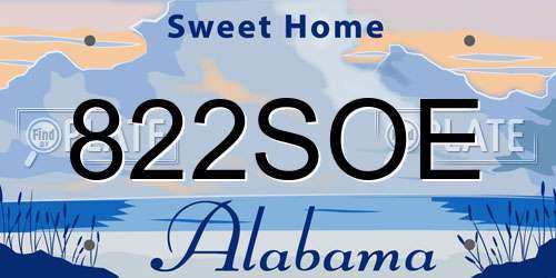 822SOE Alabama License Plate