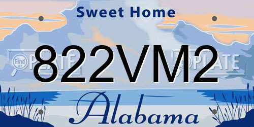 822VM2 Alabama License Plate