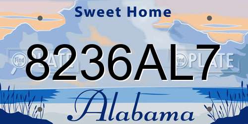 8236AL7 Alabama License Plate