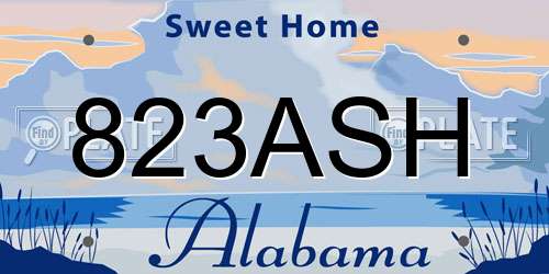 823ASH Alabama License Plate