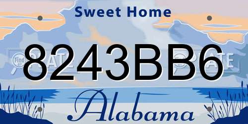 8243BB6 Alabama License Plate