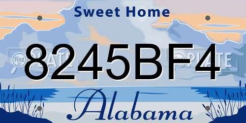 8245BF4 Alabama License Plate