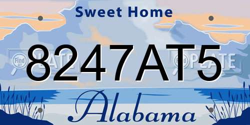 8247AT5 Alabama License Plate