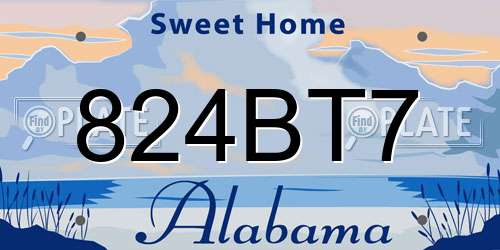 824BT7 Alabama License Plate