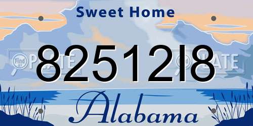 82512I8 Alabama License Plate