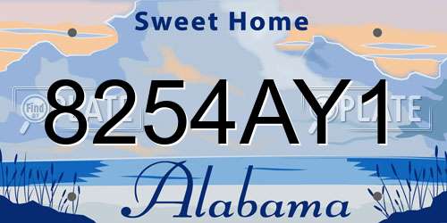 8254AY1 Alabama License Plate