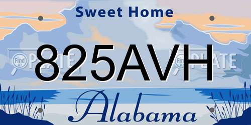 825AVH Alabama License Plate