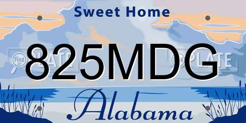 825MDG Alabama License Plate