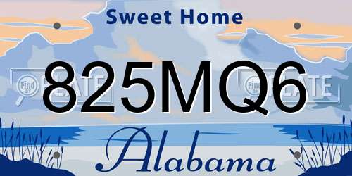 825MQ6 Alabama License Plate