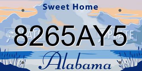 8265AY5 Alabama License Plate