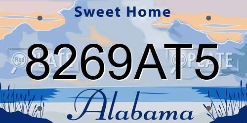 8269AT5 Alabama License Plate