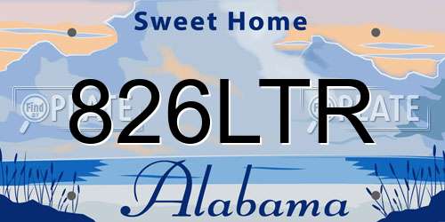 826LTR Alabama License Plate