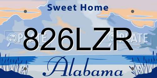 826LZR Alabama License Plate
