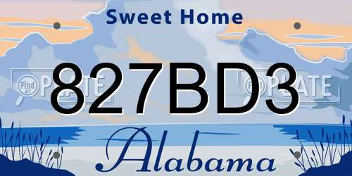 827BD3 Alabama License Plate