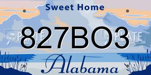 827BO3 Alabama License Plate