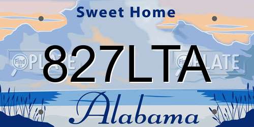 827LTA Alabama License Plate