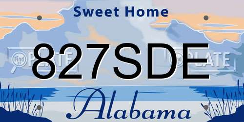 827SDE Alabama License Plate