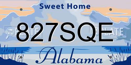 827SQE Alabama License Plate