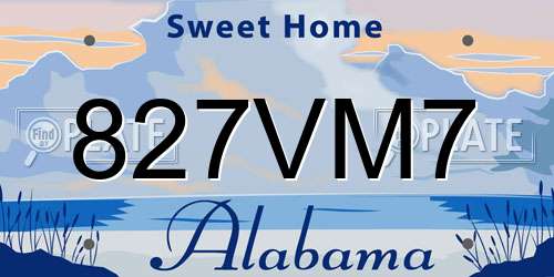 827VM7 Alabama License Plate