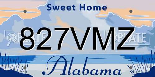 827VMZ Alabama License Plate