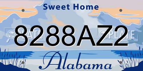 8288AZ2 Alabama License Plate