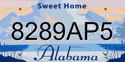8289AP5 Alabama License Plate