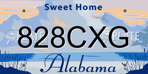 828CXG Alabama License Plate