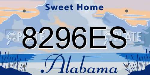 8296ES Alabama License Plate