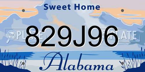 829J96 Alabama License Plate