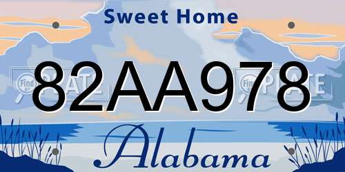 82AA978 Alabama License Plate