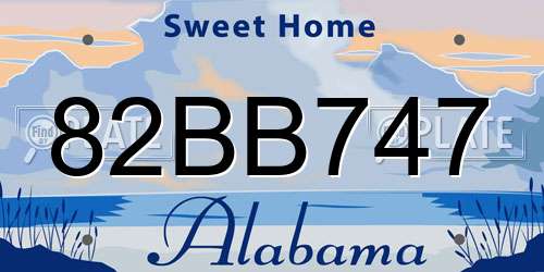 82BB747 Alabama License Plate