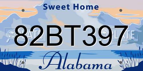 82BT397 Alabama License Plate