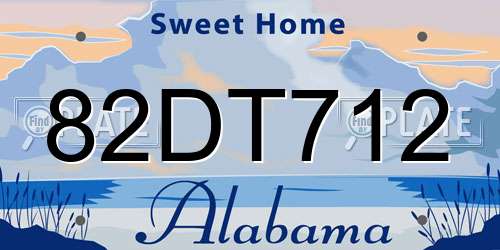 82DT712 Alabama License Plate