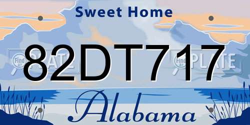 82DT717 Alabama License Plate