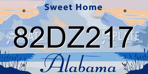 82DZ217 Alabama License Plate