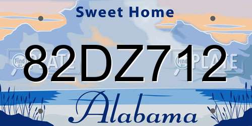 82DZ712 Alabama License Plate
