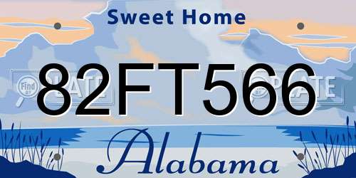 82FT566 Alabama License Plate