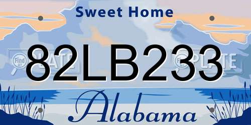 82LB233 Alabama License Plate