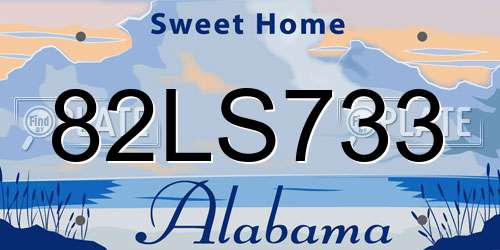 82LS733 Alabama License Plate