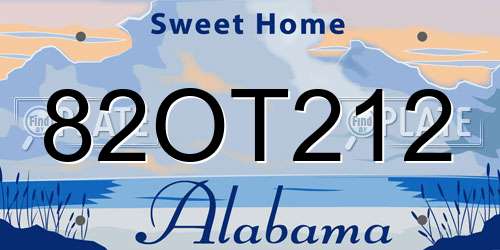 82OT212 Alabama License Plate