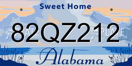 82QZ212 Alabama License Plate