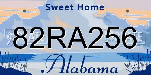 82RA256 Alabama License Plate