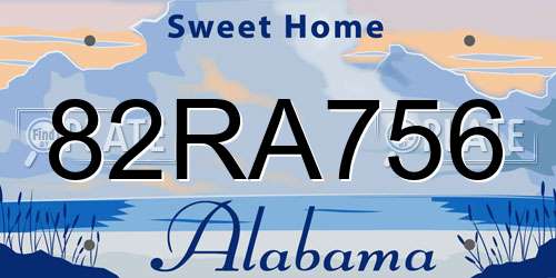 82RA756 Alabama License Plate
