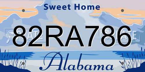 82RA786 Alabama License Plate