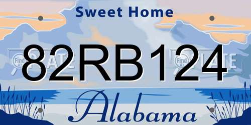 82RB124 Alabama License Plate