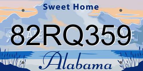 82RQ359 Alabama License Plate