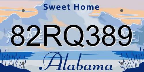 82RQ389 Alabama License Plate