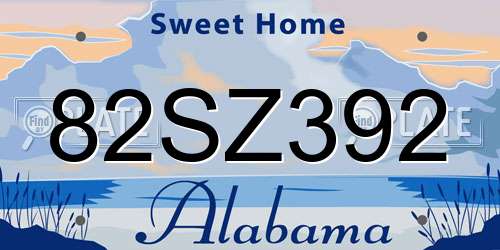 82SZ392 Alabama License Plate
